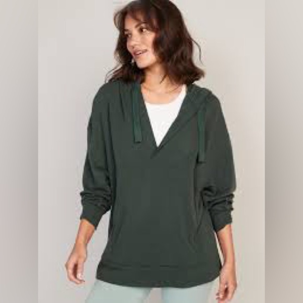 Old Navy Forest Green Live-in Cozy- Knit French Terry Women's Hoodie
